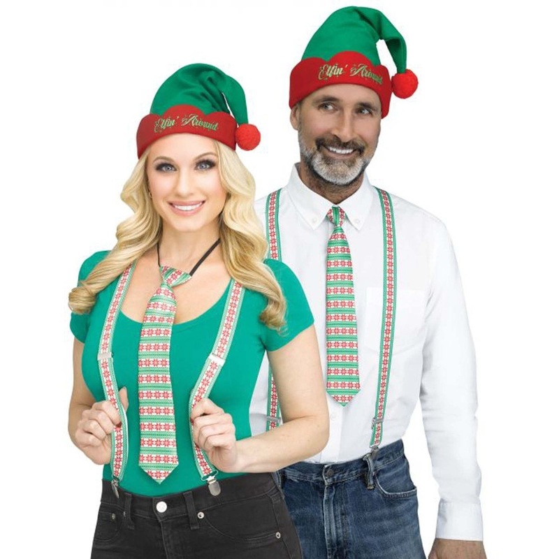 Green Suspender Set "Elfin' Around" for Adults