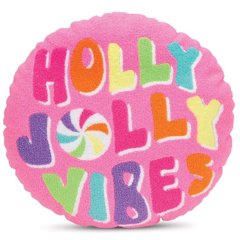 Holly Jolly Vibes Reversible Round Pillow, 1 Count