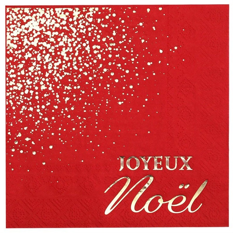 Nol Scintillant Large Lunch Napkins, Red and Gold, 20 Count