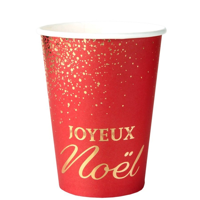Nol Scintillant Paper Cups, Red and Gold, 9 Oz, 10 Count