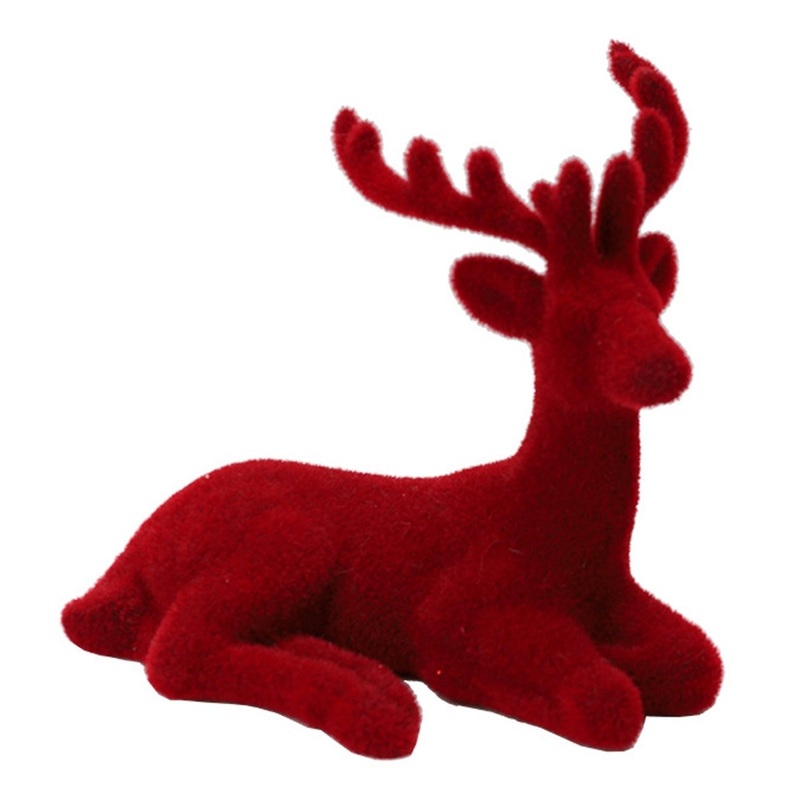 Red Felt Cover Sitting Reindeer, 4.5 Inches, 1 Count