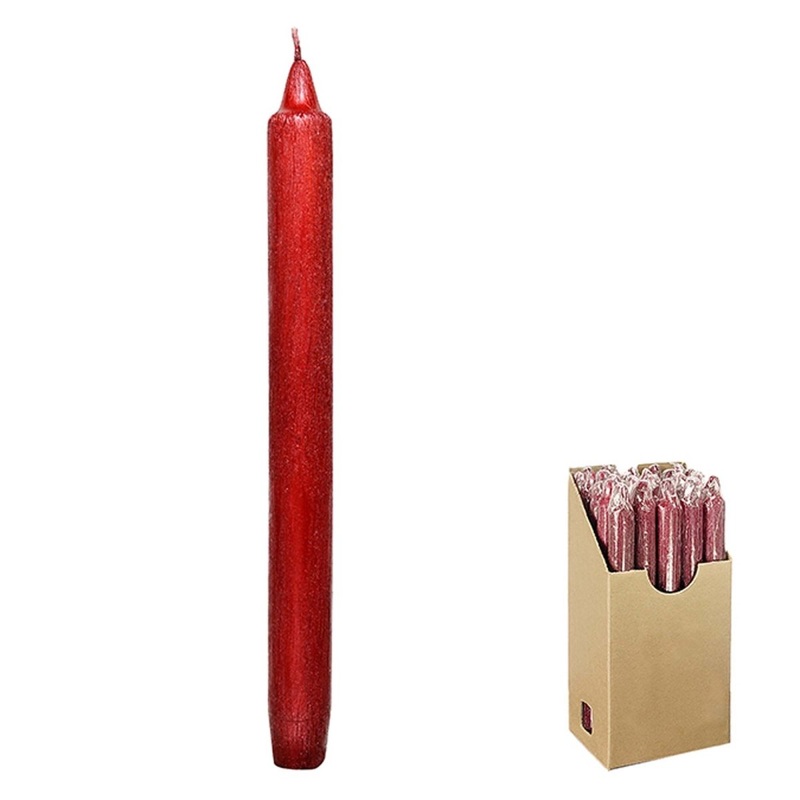 Red Metallic Brushed Dinner Candle, 1 Count