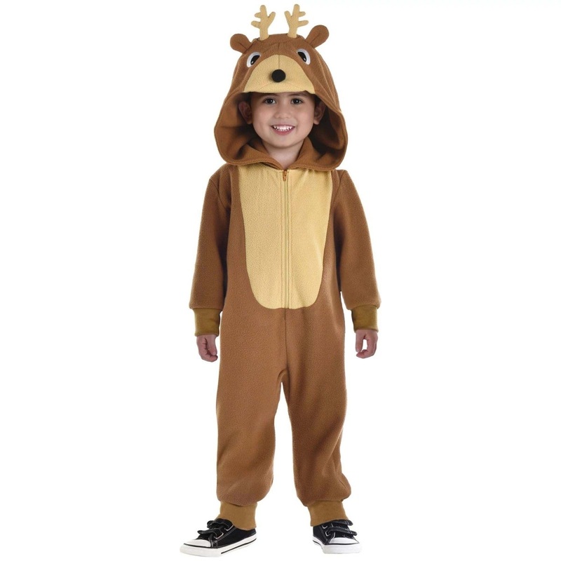 Reindeer Zipster Costume for Toddlers, Brown Onesie 3T-4T
