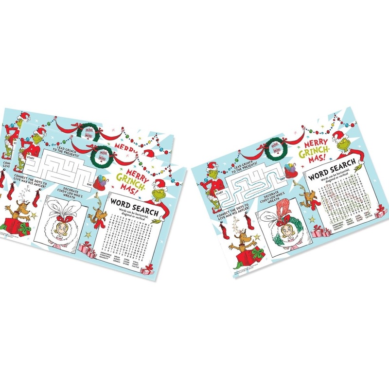 The Grinch Coloring Placemats, 24 Count