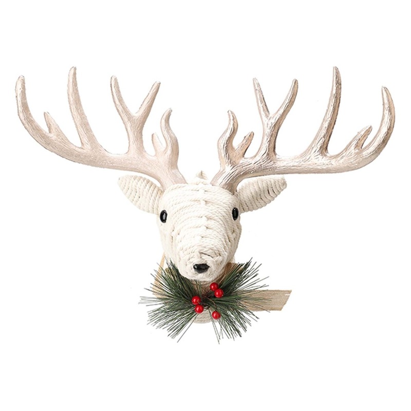 Weaved Rope Covered Reindeer Head, 17 x 13 Inches, 1 Count