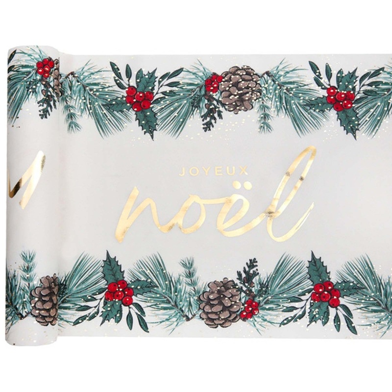 Wooden Christmas Table Runner, White, 98 Inches, 1 Count