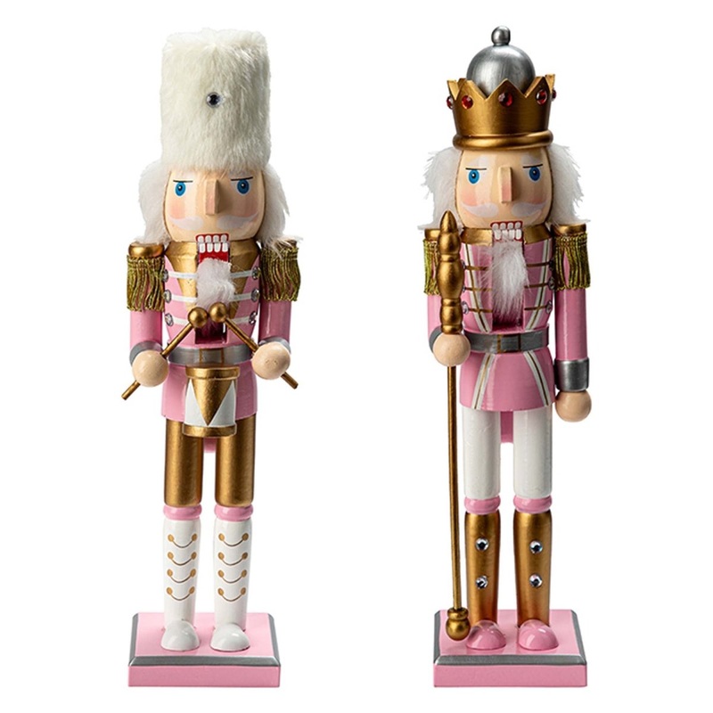 Wooden Soldier Nutcracker, Pink, 15 Inches, Assortment, 1 Count