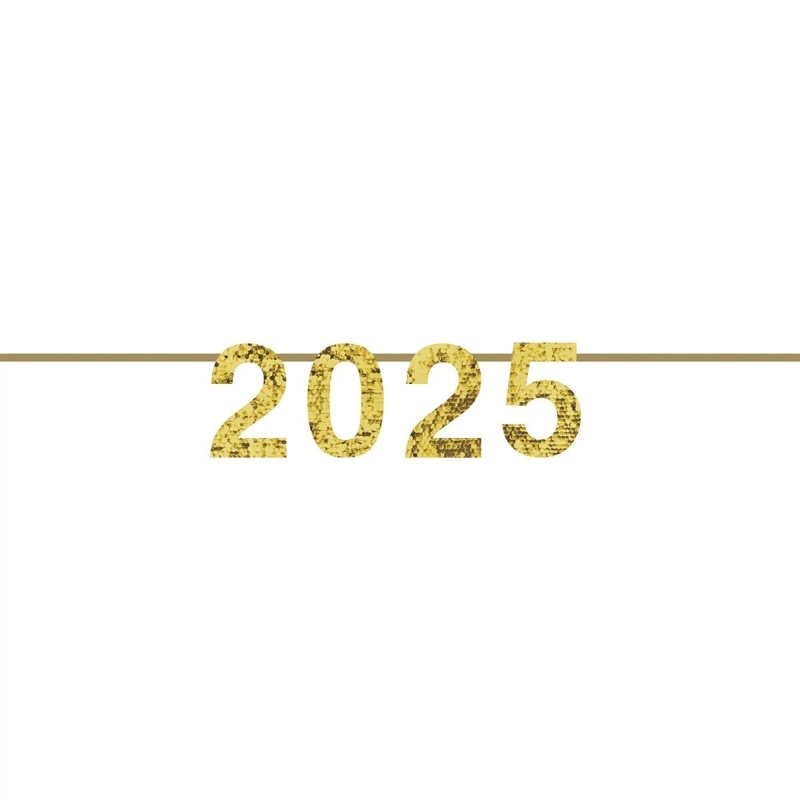 2025 New Year's Eve Gold Sequin Banner, 144 Inches, 1 Count