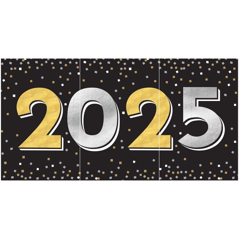 2025 New Year's Eve Horizontal Banner, 33.5 x 65 Inches, 3 Count
