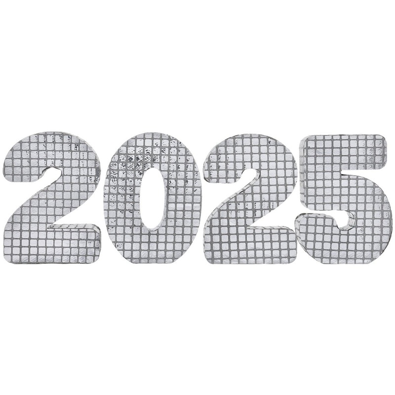 2025 New Year's Eve Mirrored Standing Decoration, 8 Inches, 4 Count