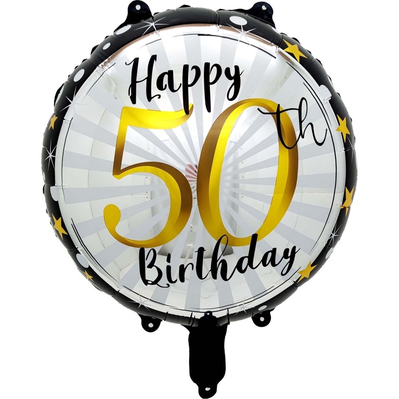 Black and Gold 50th Happy Birthday Foil Balloon, 18 Inches, 1 Count