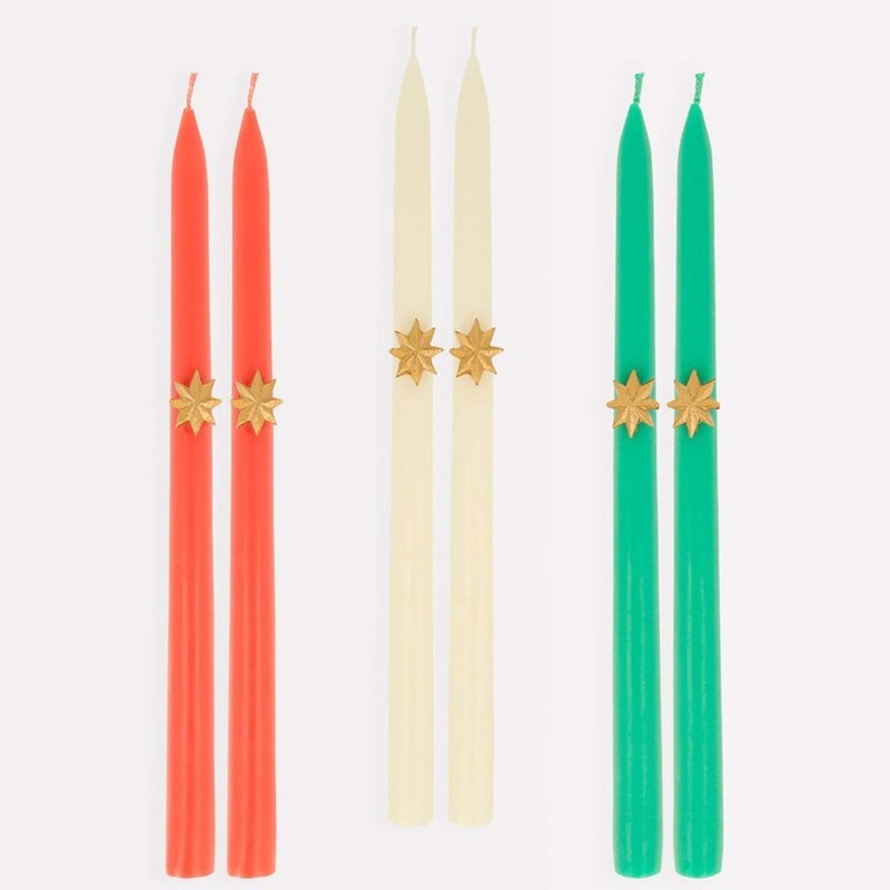 Christmas Star Taper Candles, 11 Inches, 6 Count
