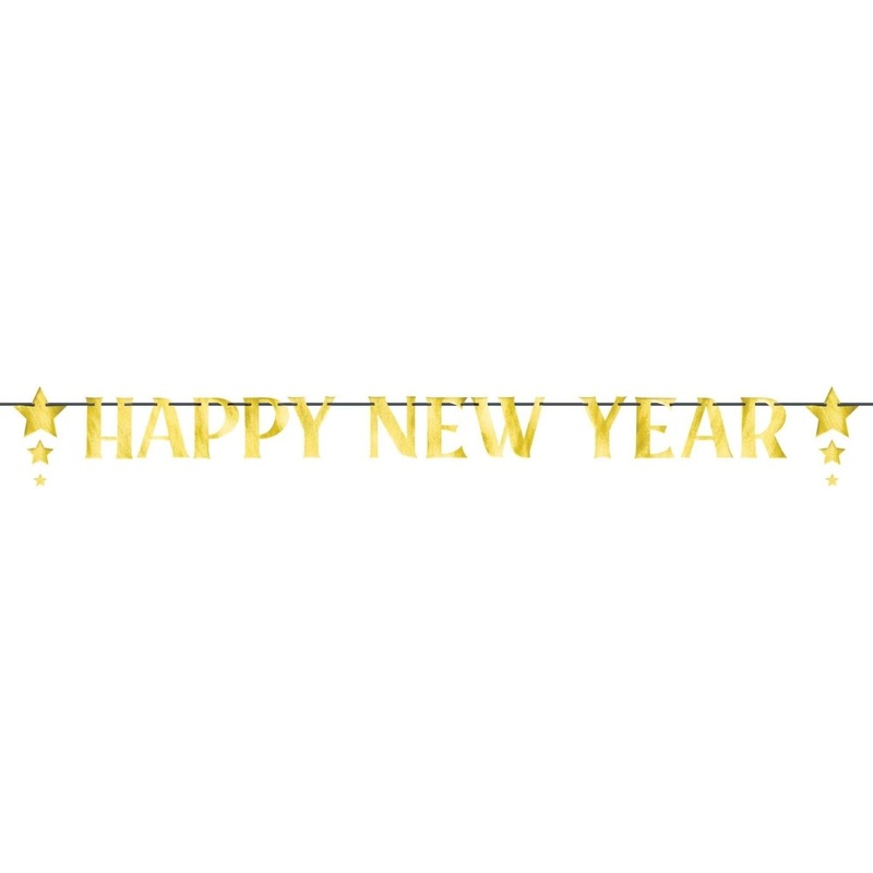 Happy New Year Gold Letter Banner, 144 Inches, 1 Count