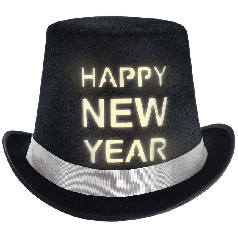 Happy New Year Light-Up Top Hat, 1 Count