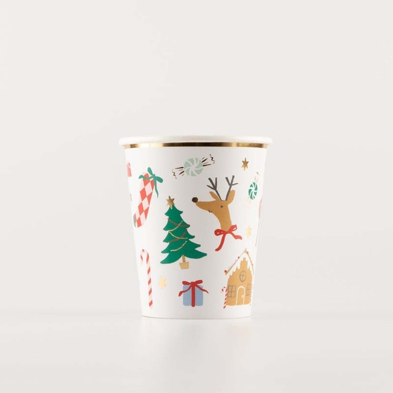 Jolly Christmas Paper Cups, 9 Oz, 8 Count