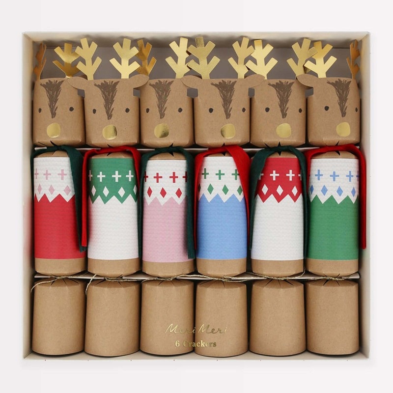 Jolly Christmas Reindeer Crackers, 6 Count