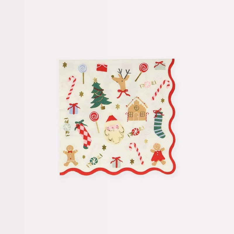Jolly Christmas Small Beverage Napkins, 16 Count