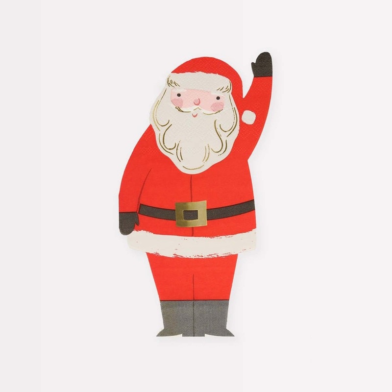 Jolly Christmas Small Santa Shaped Beverage Napkins, 16 Count