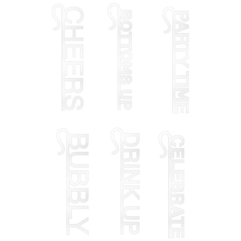 New Year's Plastic Drink Charms, 6 Count