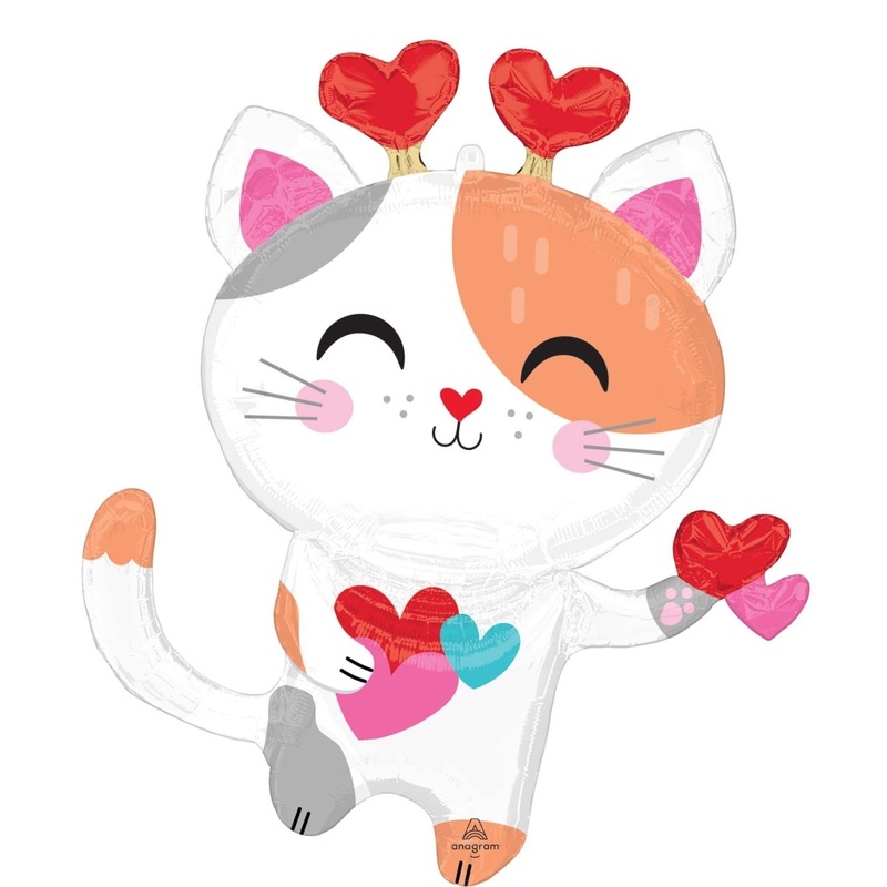 Purr-fect Valentine Kitty Supershape Balloon, 31 Inches, 1 Count