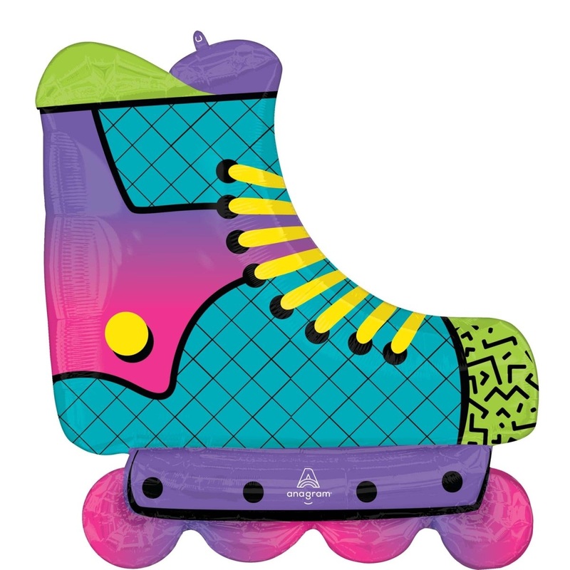 90's Party Inline Skate Supershape Foil Balloon, 26 Inches, 1 Count
