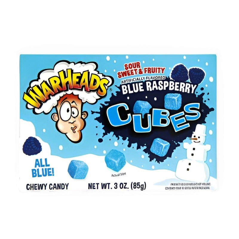 Blue Raspberry Warheads Cubes Candies, 85g, 1 Count