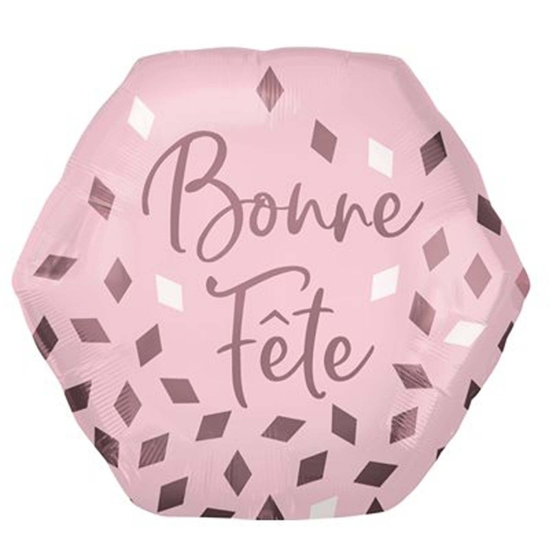 Blush "Bonne Fte" Supershape Foil Balloon, Pink and Rose Gold, 23 Inches, 1 Count