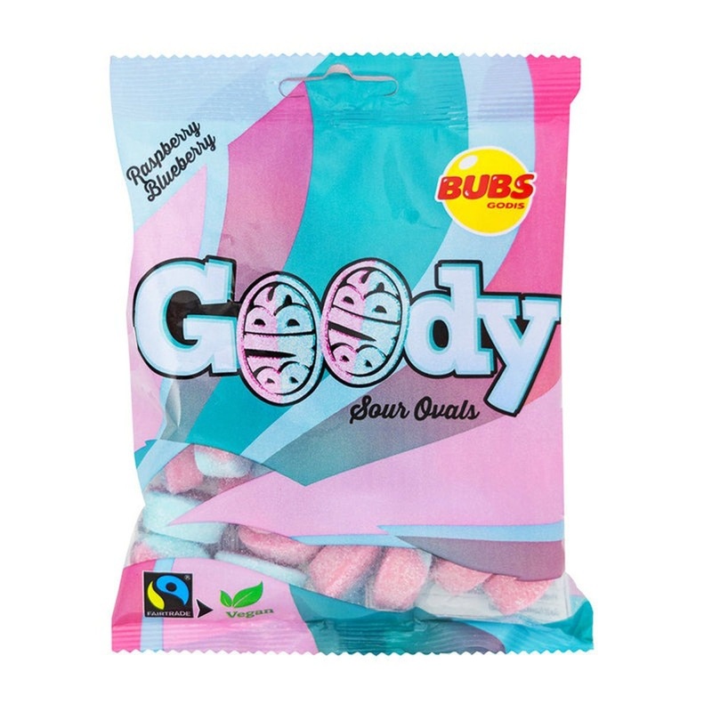 Bubs Goody Sour Raspberry Ovals Candies, 90g, 1 Count