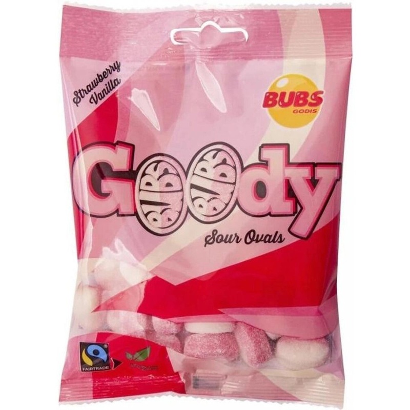 Bubs Goody Sour Strawberry Vanilla Ovals Candies, 90g, 1 Count