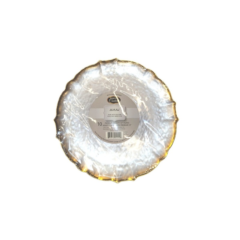 Clear Plear Premium Quality Small Plates with Gold Rim, 7 Inches, 10 Count