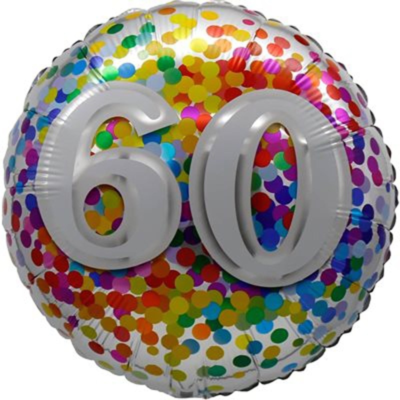 Confetti 60th Birthday Foil Balloon, 18 Inches, 1 Count