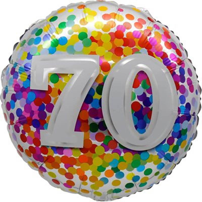 Confetti 70th Birthday Foil Balloon, 18 Inches, 1 Count