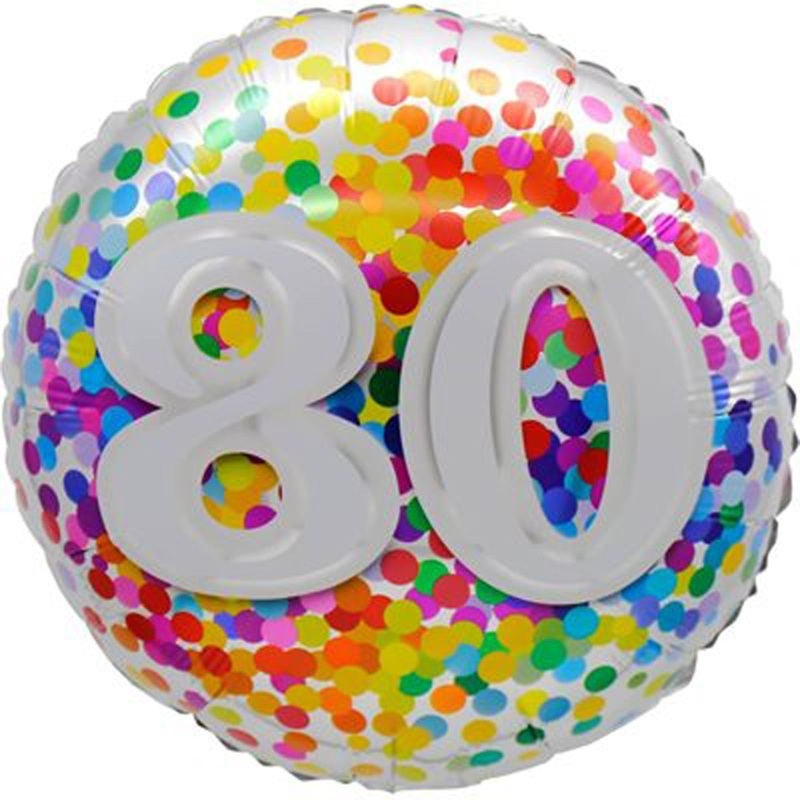 Confetti 80th Birthday Foil Balloon, 18 Inches, 1 Count