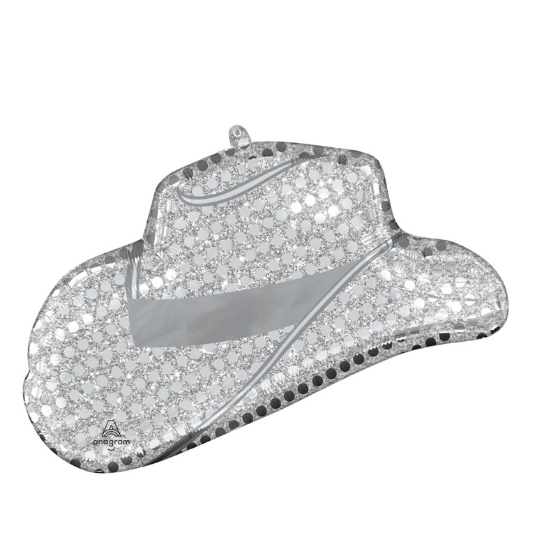 Disco Western Hat Supershape Foil Balloon, 26 Inches, 1 Count