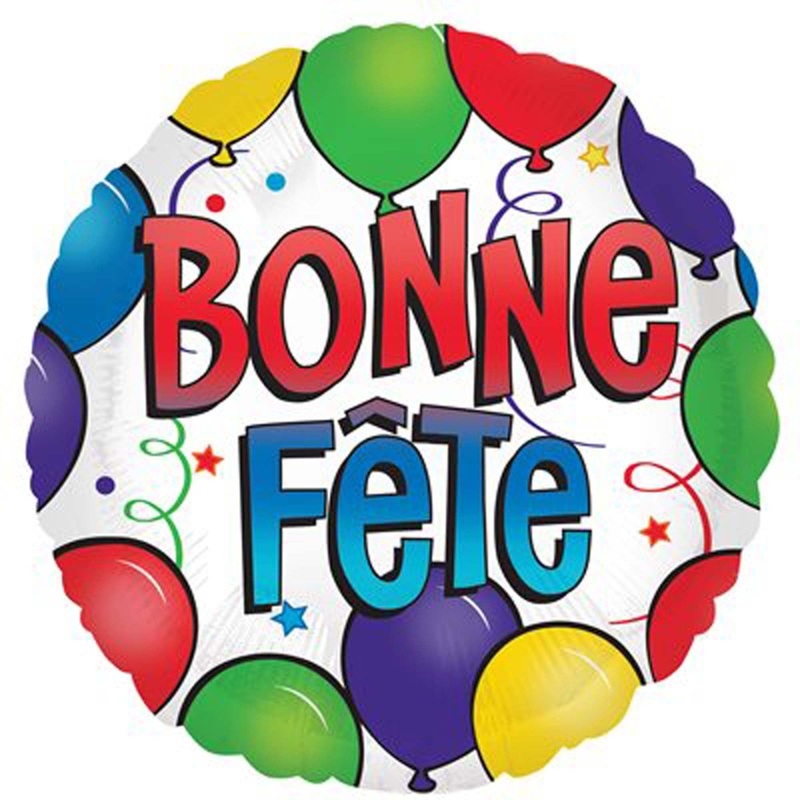 Fun "Bonne Fte" Round Foil Balloon, 18 Inches, 1 Count