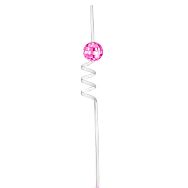 Pink Disco Ball Straw, 1 Count