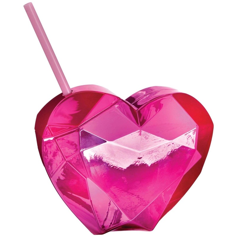 Pink Heart Shaped Sippy Cup with Straw, 20 Oz, 1 Count