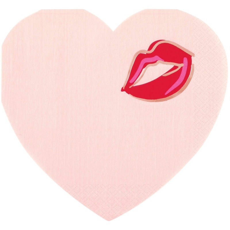 R & P Valentine's Day Large Heart Shaped Lunch Napkins, 16 Count