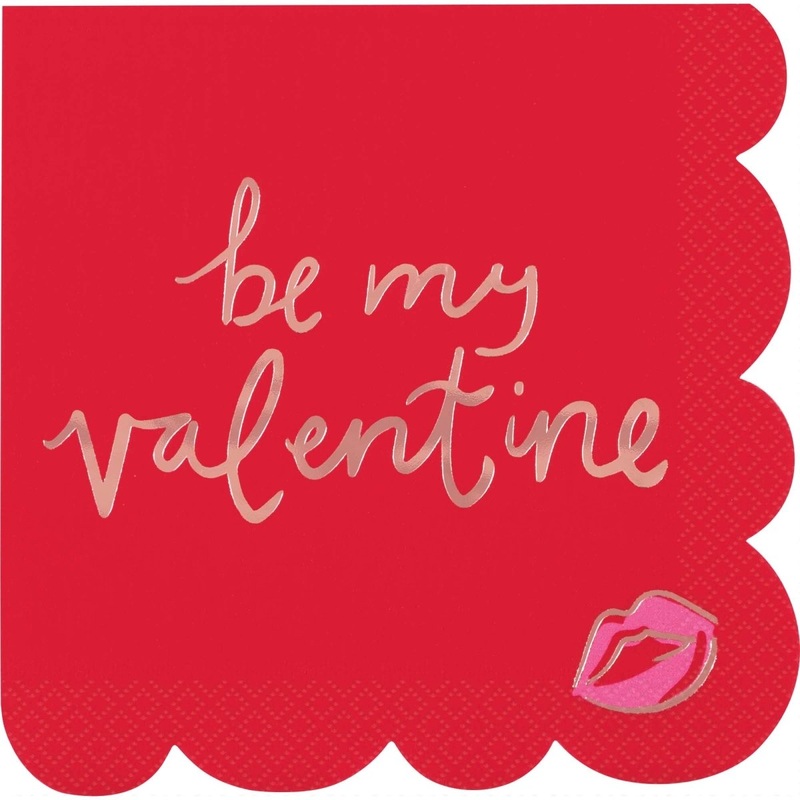 R & P Valentine's Day Large Scalloped Lunch Napkins, 16 Count