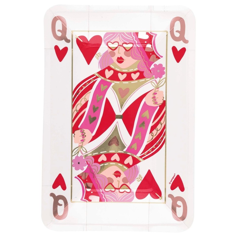 R & P Valentine's Day Queen of Heart Shaped Appetizer Paper Plates, 8 Count