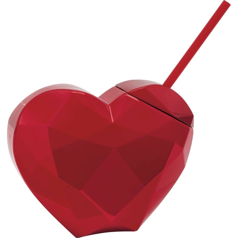 Red Heart Shaped Sippy Cup with Straw, 24 Oz, 1 Count