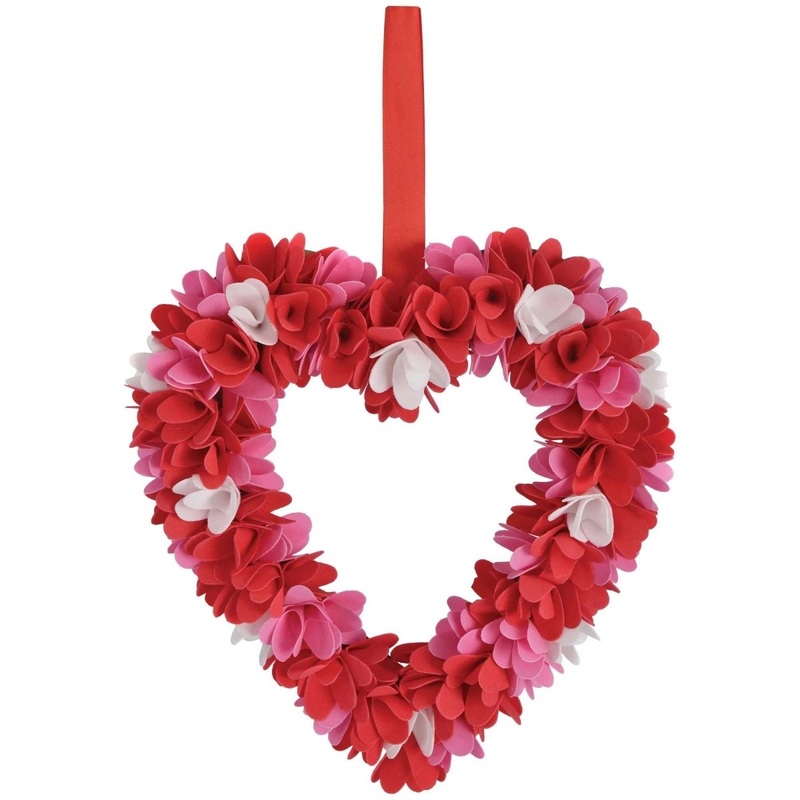 Valentine Heart Floral Wreath, 13.4 x 12.6 Inches, 1 Count