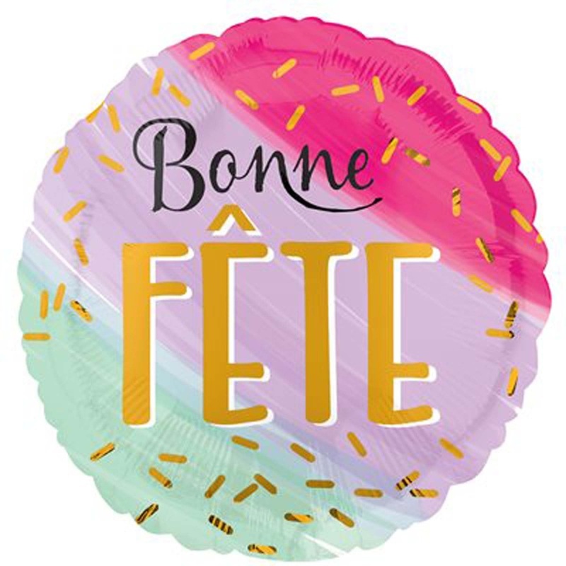 Watercolor "Bonne Fte" Supershape Foil Balloon, 24 Inches, 1 Count