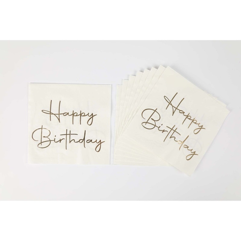 White Happy Birthday Large Lunch Napkins, 16 Count