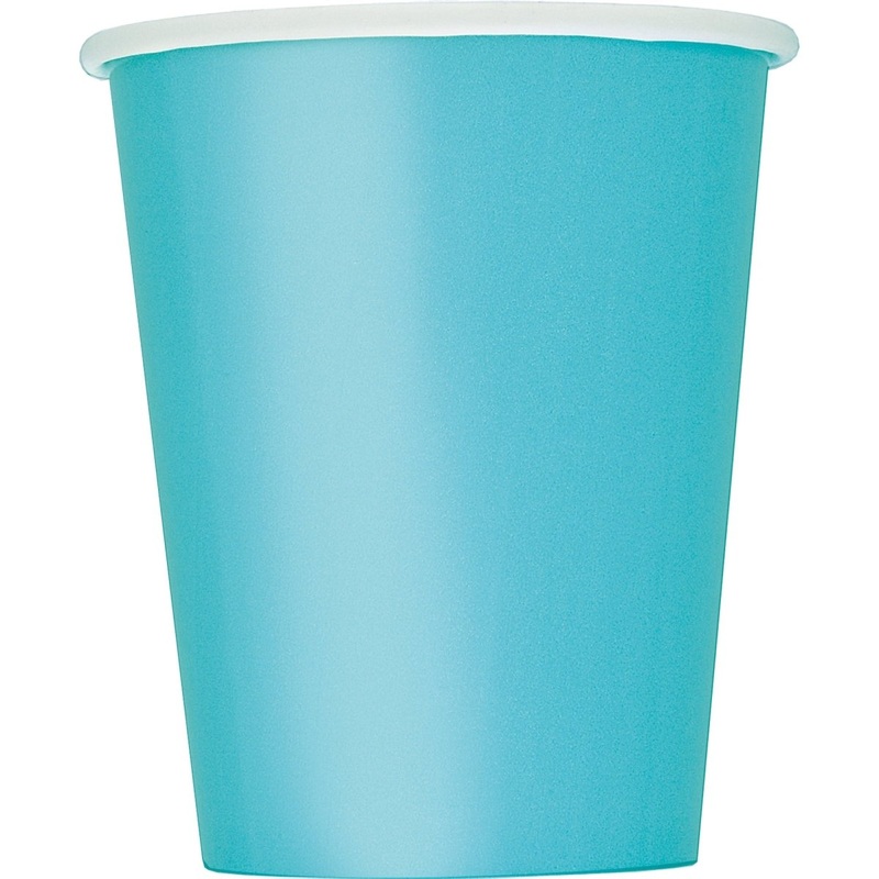 Caribbean Blue Paper Cups, 9 Oz, 8 Count