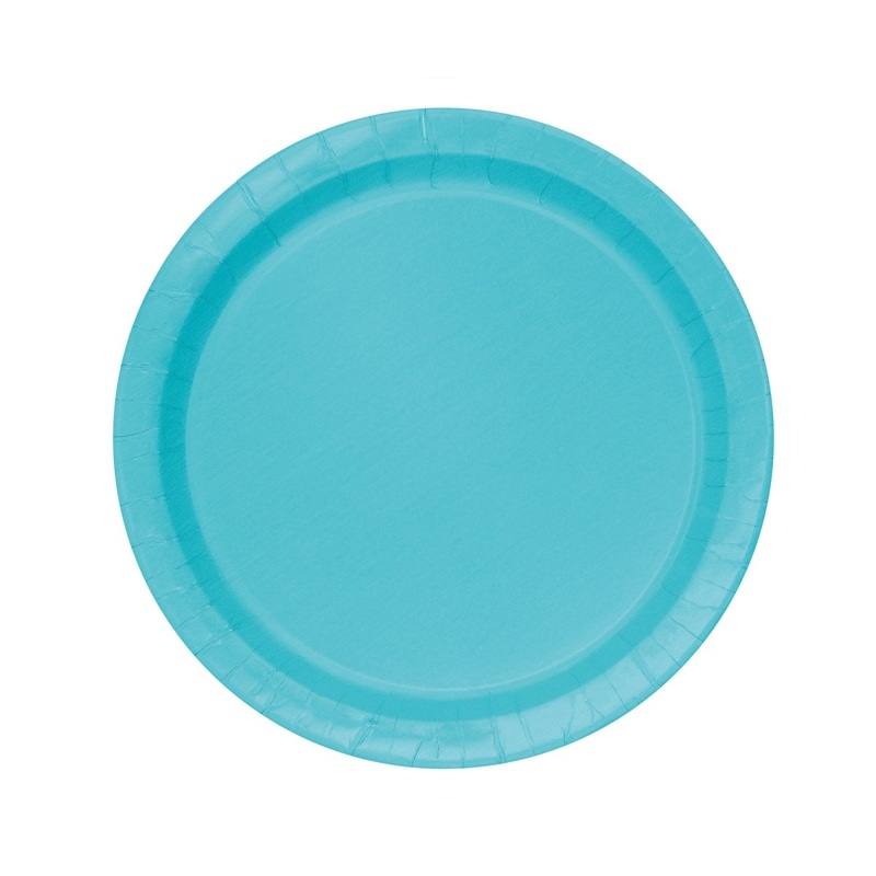 Caribbean Blue Small Round Dessert Paper Plates, 7 Inches, 8 Count