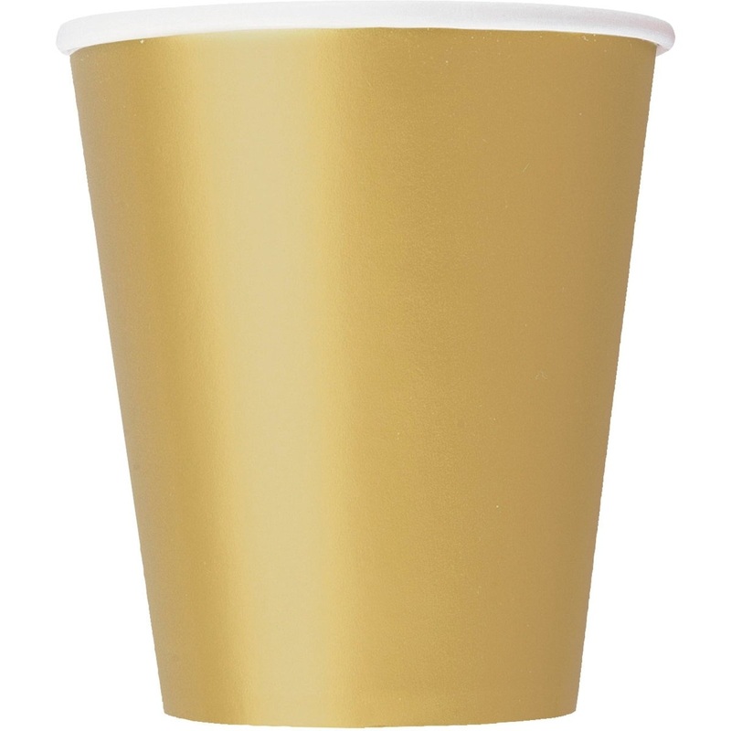 Gold Paper Cups, 9 Oz, 8 Count