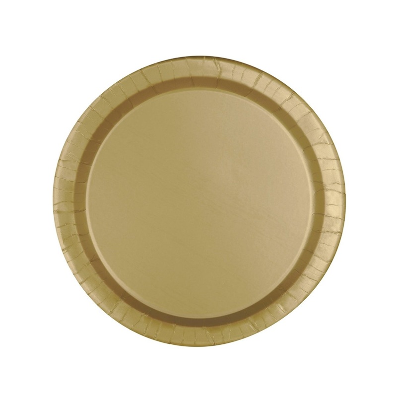 Gold Small Round Dessert Paper Plates, 7 Inches, 8 Count