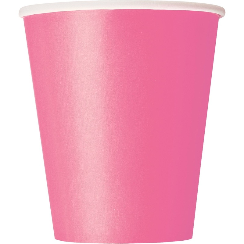 Hot Pink Paper Cups, 9 Oz, 8 Count