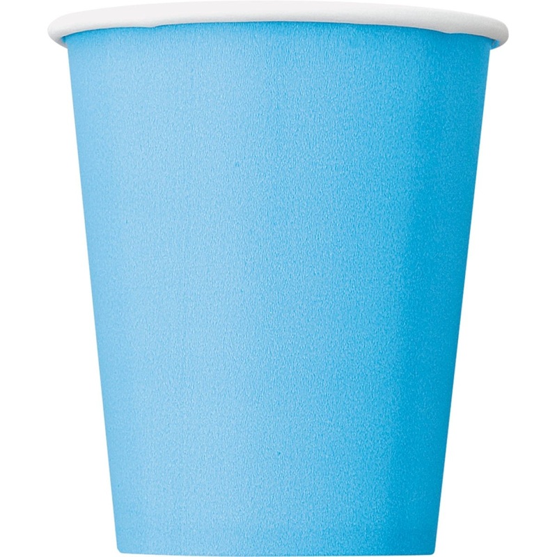 Light Blue Paper Cups, 9 Oz, 8 Count